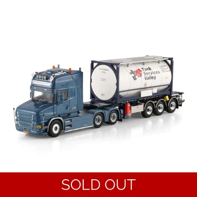 WSI TRUCK 1.50 Tank Services Valley BV; SCANIA T6 TORPEDO TOPLINE 6X2 TAG AXLE 30FT CONTAINER TRAILE title=